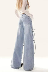 Vintage Bow Tie Baggy Denim Jeans