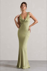 Elegant Satin Mermaid Backless Bodycon Dress