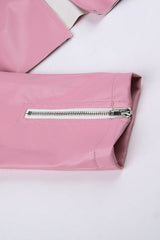 Pink Biker Style Bomber Coat