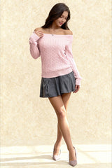 Edgy Long-Sleeve Knit Sweater