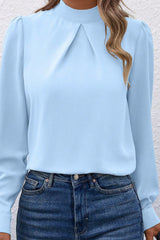 Chic Design Long Sleeve Solid Autumn Elegant Blouse