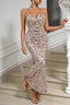 Mesh Sequin Strapless Backless Cami Formal Dress