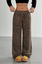 Leopard Print Loose Wide Leg Versatile Casual Pants