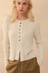 Soft Cropped Open Front Knit Top
