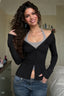 Layered Halter Contrast Slim Long Sleeve T-shirts