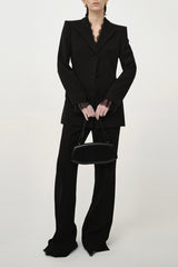 Wrinkle Resistant Twill Lace Waist Cinched Two Piece Set