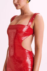 Backless Slim Spaghetti Strap Sequin Dress