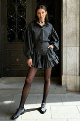 Retro Lapel Loose Bishop Sleeve Blouse