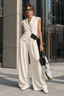 Sleeveless Lapel Two Piece Work Set