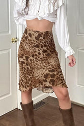 American Retro Leopard Print A-Line Skirt