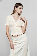 Knit Cutout Crop Top High Waist Vacation Set