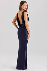 Elegant Satin Sleeveless Off-Shoulder Bodycon Solid Formal Dress