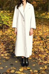 Fuzzy Fleece Lapel Long Sleeve Warm Overcoat