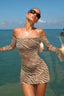 Zebra Print Off Shoulder Bell Sleeve Mini Dress