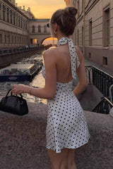 Sexy Polka Dot Waist Cinched Sleeveless Bodycon Dress