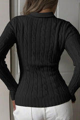 Collared Long Sleeve Knit Sweater