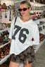 Slouchy Number Print Off Shoulder T-Shirt