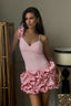Heavy Ruffle Spaghetti Strap Graduation Party Dress