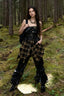 Grunge Faux Leather Plaid Midi Skirt
