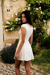 Retro Lace Bow Mini Dress