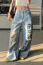 Loose Fit Dragged Hem Jeans