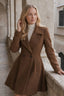 Waisted Dress Style Wool Blend Overcoat