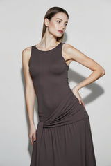 Sexy Paneled Sash Ruffled Solid Party Dress