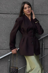 Elegant Single-Button Draped Blazer