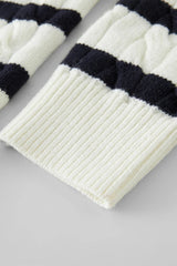 Black White Wool Twist Knit Cardigan