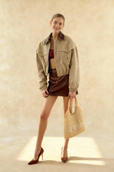 Contrast Color Loose Fit Jacket