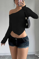 Asymmetrical Neck Slim Fit Sweater