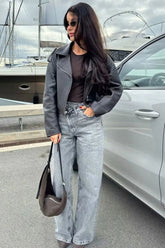 Asymmetric High Waist Straight Jeans