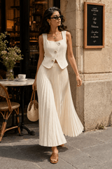 Sleeveless Top Skirt Elegant Two Piece Work Set