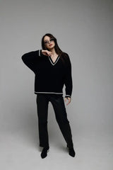 Casual Knit V Neck Sweater