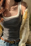 Cotton Stripe Color Block Tank Top