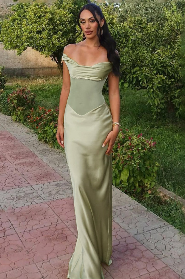 Off Shoulder Sheer Bodycon Maxi Graduation Party Dress – DressBetty