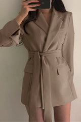Belted Loose Fit Straight Blazer