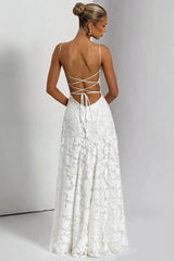 Lace-Up Backless Maxi Dress