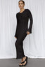 Bodycon Ruffled Long Sleeve Knit Maxi Sweater Dress