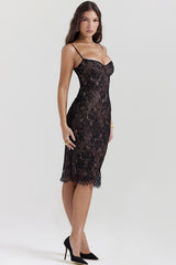 Spaghetti Strap Bodycon Lace Dress