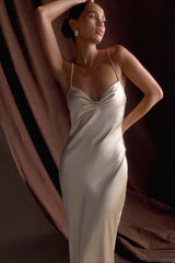 Draped Maxi Silk Dress