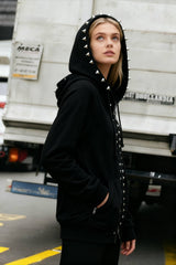 Studded Zipper Gothic Hoodie