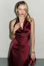 Low-Cut Backless Satin Silk Dress