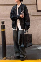 PU Leather Oversized Biker Jacket