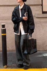PU Leather Oversized Biker Jacket