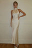 Halter Sash Open Back Reception Dress