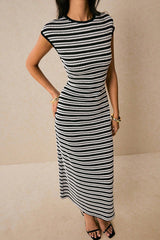 Striped Knit Bodycon Work Dress
