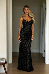 Sexy Deep V Backless Maxi Lace Dress