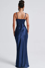 V-Neck Bone Detail Silk Dress