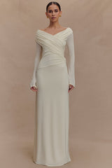 V-Neck Slim Fit Ruched Maxi Dress